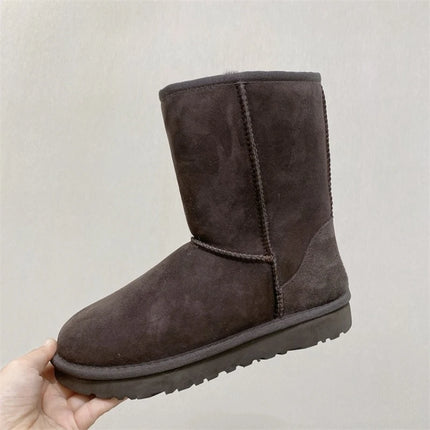 Women Natural Sheepskin Ultra Mini Snow Boots New Design Classic Sheep Fur Wool Lace up Ankle Boot Leather Winter Warm Men Shoes