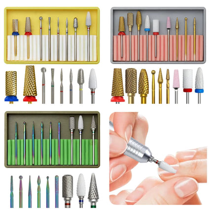 Alloy Tungsten Steel Nail Drill Bits Kits To Remove Cuticle Nail Art Grinding Head Tool Ceramic Nail Polishing Tool