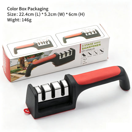 Kitchen 3/4-Segment Knife with Gift Sharpener Household Multi-Functional Hand-Held 3/4-Purpose Black Sharpening Stone