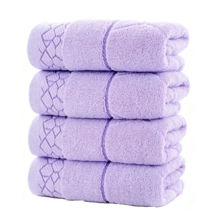 Lilac Cotton Towels Set - 1/4/6pcs 34x74cm/70x140cm Quick-Dry Thickened Bath Towels Embroidered for Adult Hotel Home Bathroom