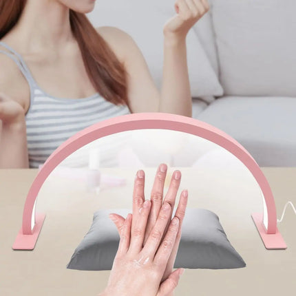 The 1pc crescent shaped nail lamp has adjustable brightness and color temperature, suitable for extending nails, eyelashes, and