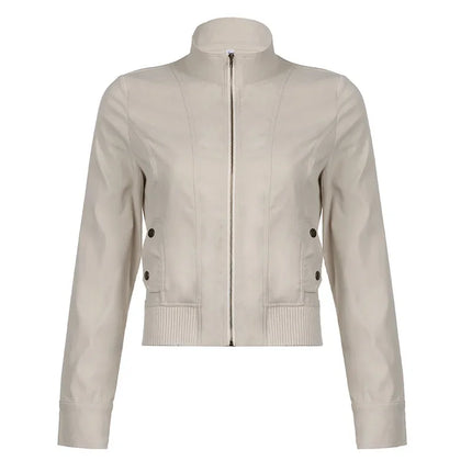 Women Jacket Pocketd Long Sleeve dCasual Zipper Coats Slim Fit Turn Down Collar Solid Outwear Elegant Lady Autumn 2024