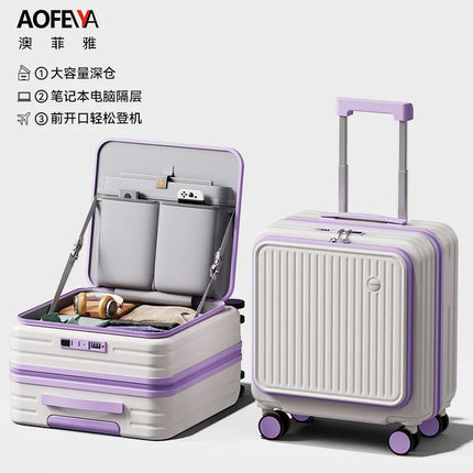 Front Opening Luggage 18 20 Inch Carry On Suitcase Lightweight Spinner Wheels Mini Travel Trolley Case with Laptop Compartment