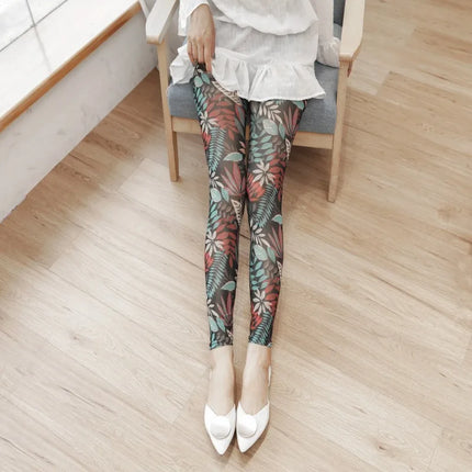 Summer Thin Mesh Fashion Printing Women Leggings Cool Breathable Stretch Lolita Hottie Sexy Slimming Gauze Cropped Pants