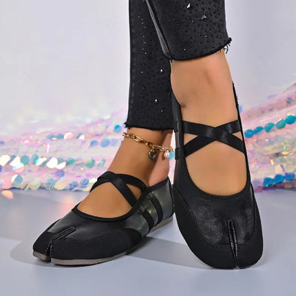 Fashion Soft Leather Split Toe Women Tabi Ballet Flats Spring Autumn Comfortable Walking Lazy Loafers Casual Girls Dance Shoes