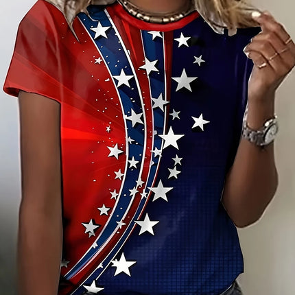 Elevate your casual look with this eye-catching women’s flag print t-shirt. Crafted from high-quality, skin-friendly material, i