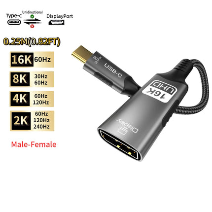 USB C to DisplayPort 16k 2.1 Cable One-way 8K@60Hz 4K@144Hz 80Gbps (DSC) Type-C to DP2.1 Cable For MacBook Pro/Air Laptop Phone