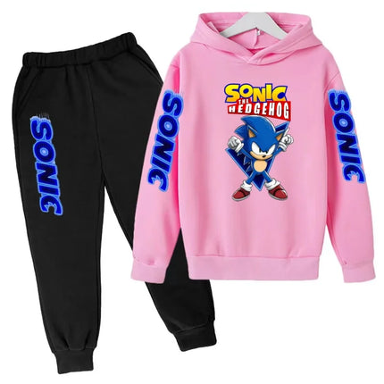 Kids New Supersonic Clothing Jogging Blue Sweatshirt Top Coat+Pants Two-piece Hoodie Boys Girls3-12Yrs Clothes Casual Sports Set