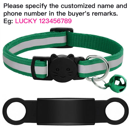 Customized Pet Collar Reflective Cat Collars Free Engraved Puppy Kitten Pet ID Nameplate Necklace With Bell Anti-lost For Cats