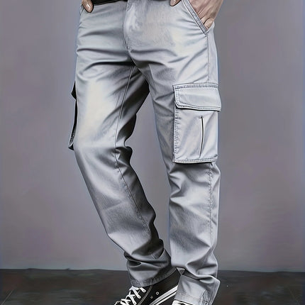 Men's casual multi pocket work pants with loose fit and drawstring waistband suitable for hikingfishingand outdoor exploration