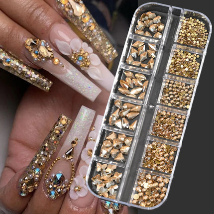 12Grids Mini Caviar Beads Nail Art Decorations Metal Gold/Silver Micro Ball Nail Charms Magnetic Pen 0.5~3mm Ball Nail Jewelry