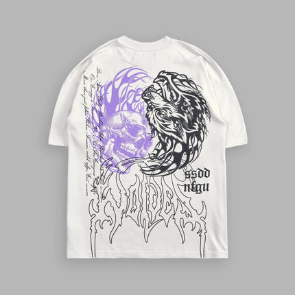 Wolf Head Men's and Women's Short-Sleeved American Style Fitness and Leisure Loose-Weave Printed Round-neck Cotton T-Shirt