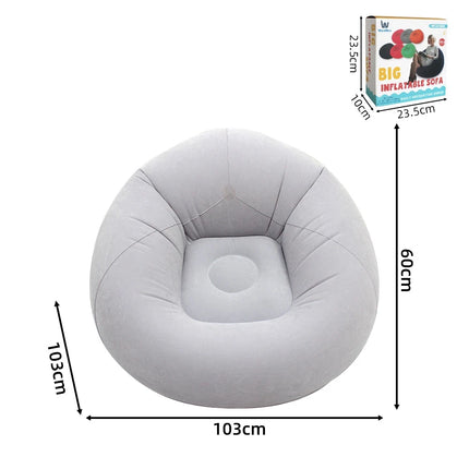 Lazy Inflatable Sofa Portable Foldable Pvc Flocking Single-Person Inflatable Sofa Lounger Seat for Outdoor Camping
