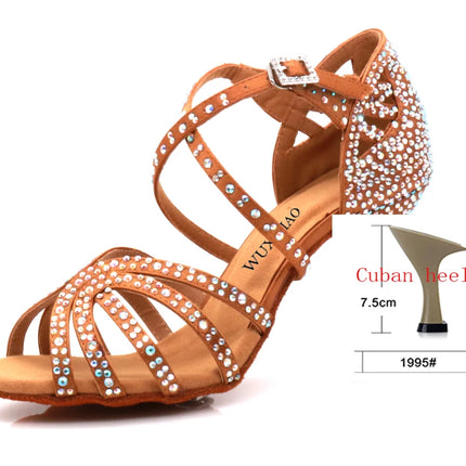 WUXIJIAO Jazz Shoes Latin Dance Shoes Female Latin Salsa Girl Casual Shoes Silver Bronze Skin