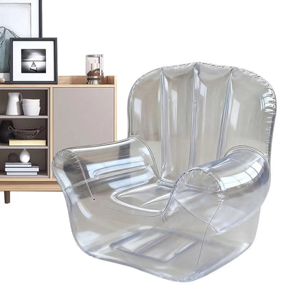 Thickened Transparent Sofa PVC Inflatable Sofa Camping Outdoor Inflatable Lazy Recliner Single Person Seat for Pool Side Bedroom