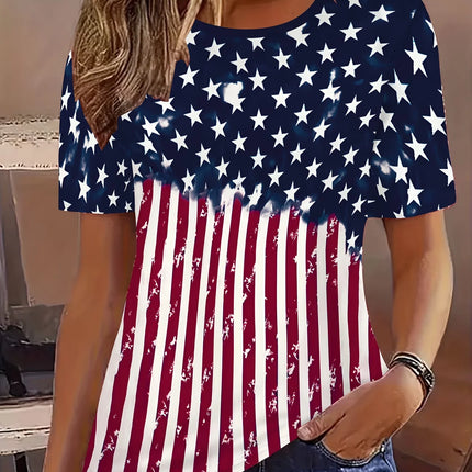 Elevate your casual look with this eye-catching women’s flag print t-shirt. Crafted from high-quality, skin-friendly material, i
