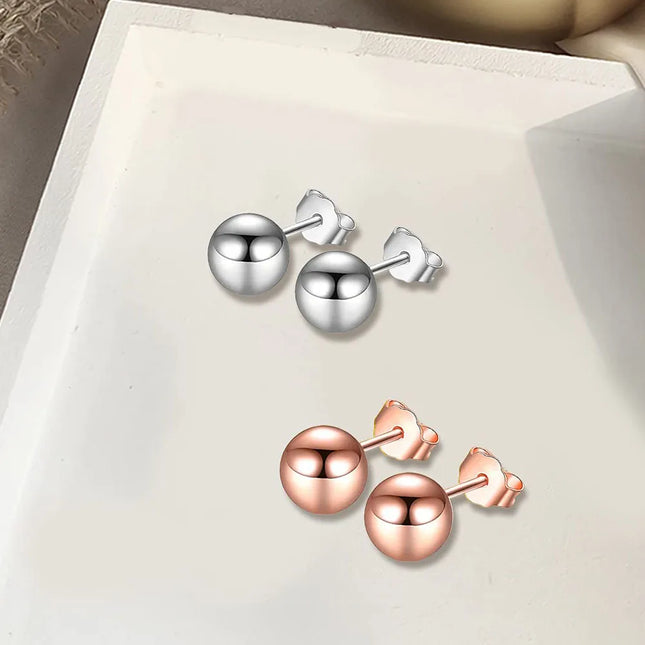 1 Pair Hypoallergenic Stainless Steel Ball Stud Earrings for Men and Women Silver Rose Ball Studs Size - product image 2