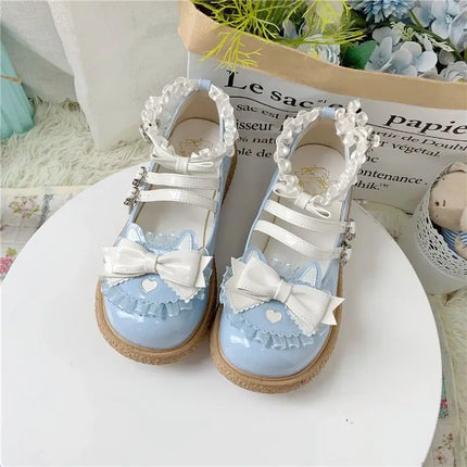 Mary Jane Women Shoes Round Toe Cute Bow Lace Japanese Style Lolita Ladies Footwears High Quality Fashion Korean Style Flats