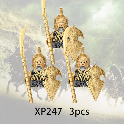 3pcs Lord Rings Elves Orcs Army Dwarf Rohan Mini Action Toy Figures Building Blocks Assembly Toys for Kids Birthday Gift