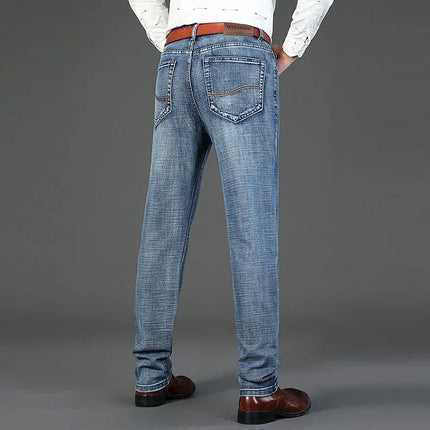 Men Autumn Winter Snow Warm Plush Jeans Male Fashion Thickened Fleece Lined Vintage Denim Pants Daily Classic Slim Fit Trousers