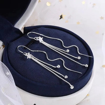 French Luxury Sweet Romantic Long Zircon Tassel Twisted Earrings for Women Temperament Wedding  Banquet Jewelry Gift