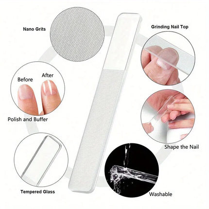 4-piece Black Stainless Steel Nail Clipper With Nano Glass File Polishing Nail File Manicure Tool Set - product image from BS