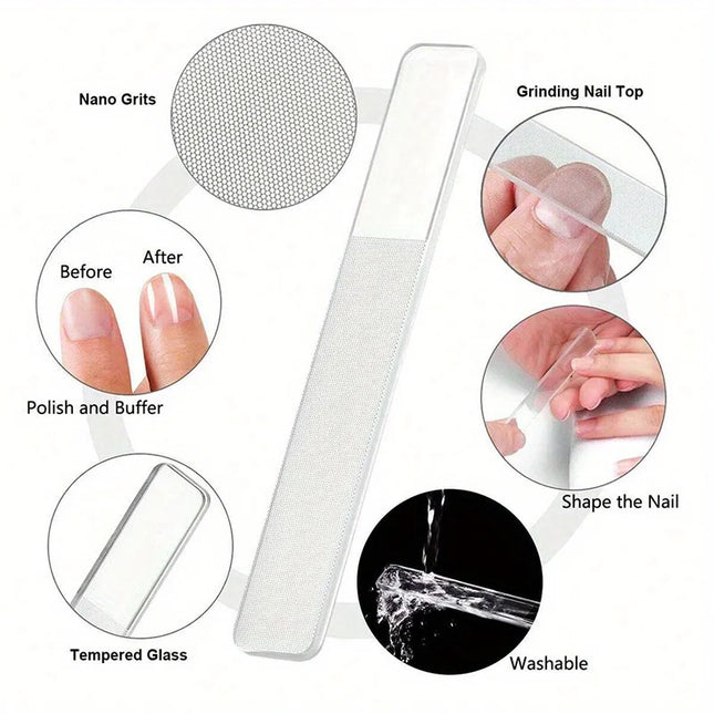 4-piece Black Stainless Steel Nail Clipper With Nano Glass File Polishing Nail File Manicure Tool Set - product image from BS