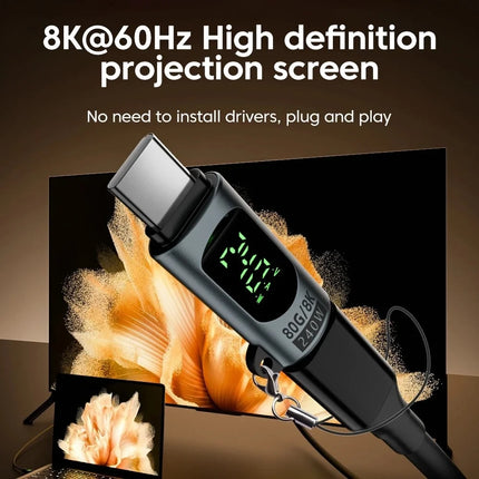 PD 240W USB C Adapter LED Display USB 4.0 80Gbps USB C to Type C OTG Converter 8K 60Hz Fast Charging for iPhone Samsung Huawei