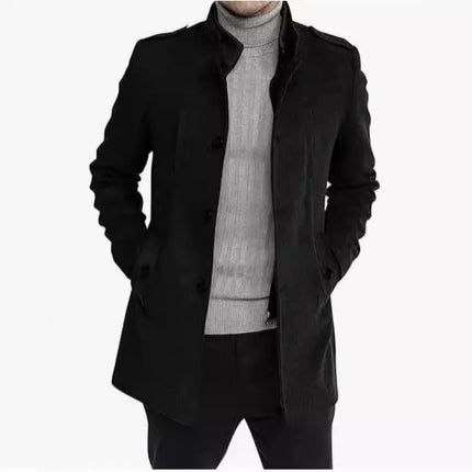 New Man Fashion Handsome Windbreaker Autumn Winter Double Collar Wool Coat Middle-aged Men Business Fashion Woolen Male Jackets