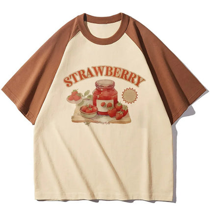Strawberry t-shirts women elegant Tee girl Japanese graphic streetwear clothing