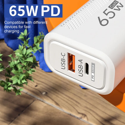 65W GaN Fast Charging USB USB-C Charger US EU Plug PD 3.0 Quick Charge Travel Wall Charger For Phone Adapter For - product im