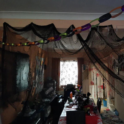Black Halloween Gauze 72X186 Cm Creepy Cloth Black Netting Spider Web Decor Halloween Horror House Party Decoration