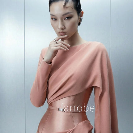 Customized Fashion Jersey Pleat Mermaid O-Neck Long Bespoke Occasion Evening Dresses Simple Chinese Style