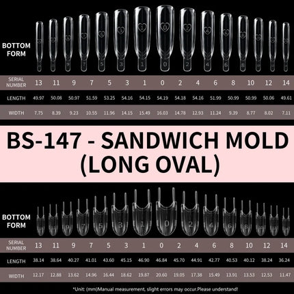 2026 New Sandwich Dual Nail Forms 120pcs Rocket Shape Full Cover Top & Bottom Mold For Nail Art Extension Manicure Kit D