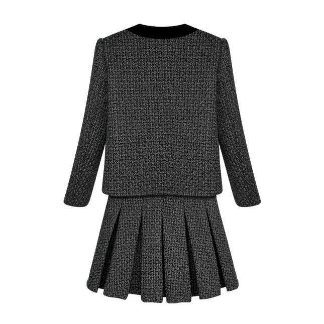 New fashionable and elegant celebrity temperament college style design small fragrance jacket + pleated - product image 2