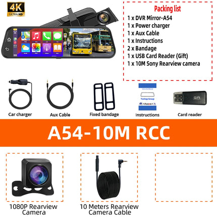 4K HD Car DVR Touch Screen Carplay & Android Auto Dash Cam Night Vision Video Recorder Driving Recorder