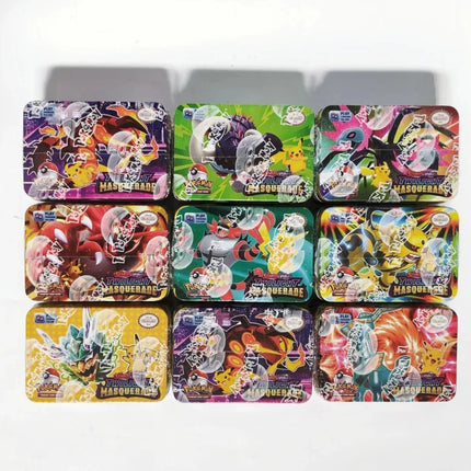 Pokemon Card Tin Box Set 42PCS Black Bolt White Flare Mega Evolution Game Anime Bank Cards for Children Collection Gift Kids Toy
