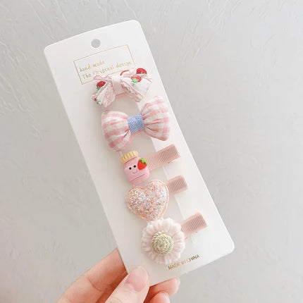 5pcs/set Baby Girls Cute Princess Hairpins Headband Bow Flower Korean Hair Pins Clips for Children Mini Soft Kids Accessories
