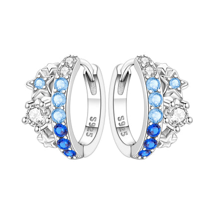 Orstarry 925 Sterling Silver Blue Zircon Starry Sky Earring Original Jewelry Hoop Earrings Women Jewelry Party Trendy Gifts