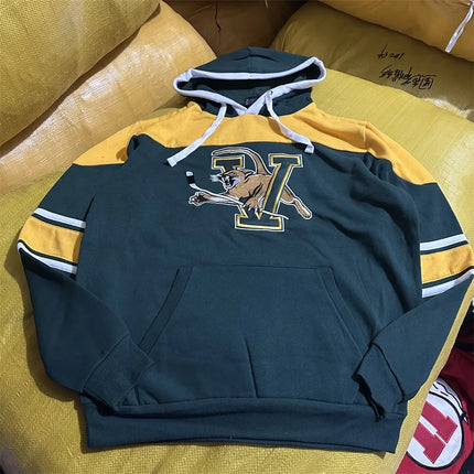 NCAA Embroidered American Casual Dance Basketball Hoodie Loose Vintage Sweatshirt Youth Winter Fashion Streetwear