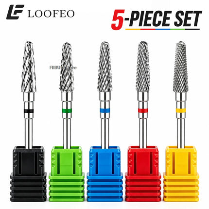 5pcs Stainless Steel Nail Drill Bit for Gel Removal Cuticle Burr Bits Milling Cutter For Manicure Pedicure Nail E-File Bit Set