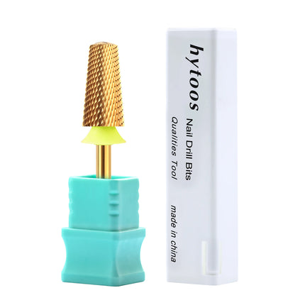 HYTOOS Titanium Safety Tapered Nail Drill Bits Smooth Top Barrel Carbide Bit Gel Removal Electric Drills Accessories Tool