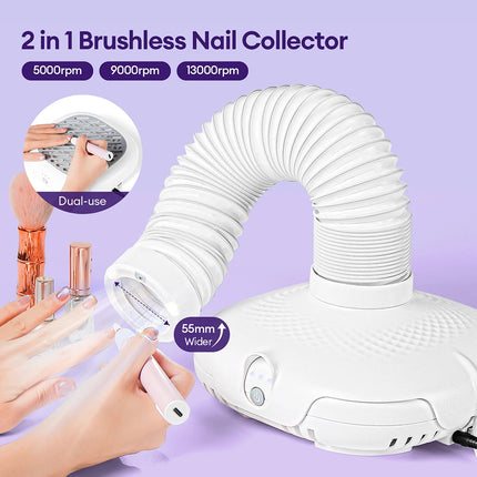 130W Nail Dust Suction Collector Fan Vacuum Cleaner Manicure Machine Tools Strong Power UV Gel Polish Dust Fans Art Equipment