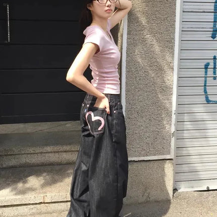 2025 Autumn Winter Women's Denim Jeans Y2K Wide Fit Baggy Jeans Grunge Harajuku Cowboy New In Pants Korean Mom Jeans Punk Retro