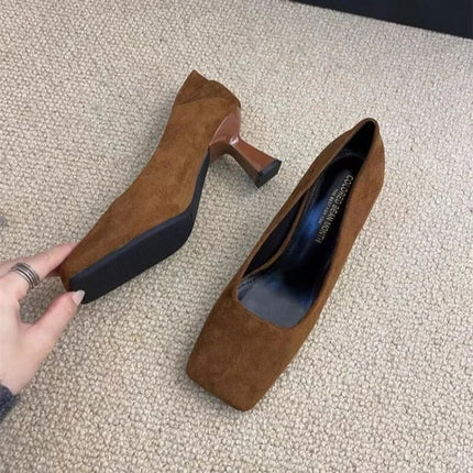 Pumps Ladies Shoe Female Square Toe Sandals 2024 Trend Fashion Simplicity Slip-On Footwear Elegant Career Women High Heels Shoes