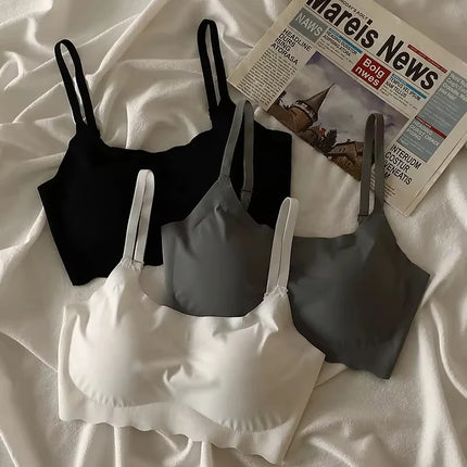 Seamless Bra Ice Silk Vest Push Up Bras Lingerie Sleep Top Padded Bralette No Steel Ring Gathering Lingerie Underwear Лифчик