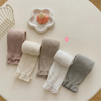 Warm Girls Leggings Solid Color Cotton Baby Leggings Lace Flower Skinny Pants Girl Pants Kids Children Trousers 2-4 Years Old
