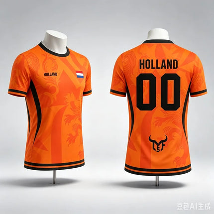 Netherlands National Flag Print Men's T Shirt Outdoor Football Sports Short Sleeve Tees Fashion Fan Jersey Summer Loose Clothing