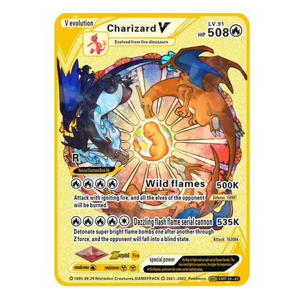 2026 NEW Pokemon Metal Card 10000 Points Arceus Charizard Super Card Golden English Mewtwo Vmax GX EX Anime Collection Card Gift