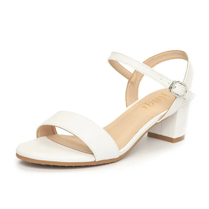 Women's Summer French Elegant Open-Toe High Heel Sandals Simple and Versatile Anti-slip Rubber Sole Chunky Heel Dress Sandals